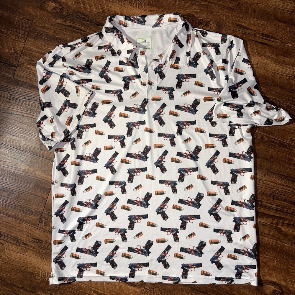Obnoxious Golf 'The Gat' Americana Short Sleeve Polo Golf Shirt Men's XL